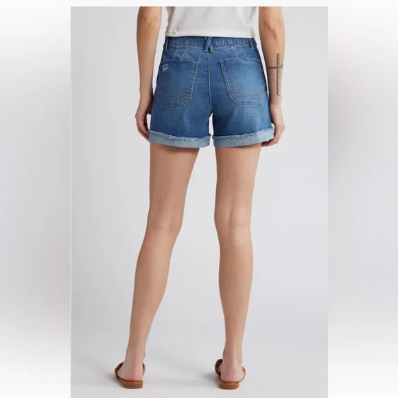 Wit & Wisdom Ab Solution Patch Pocket High Waist Denim Jean Shorts size 8 NWT - Picture 2 of 4
